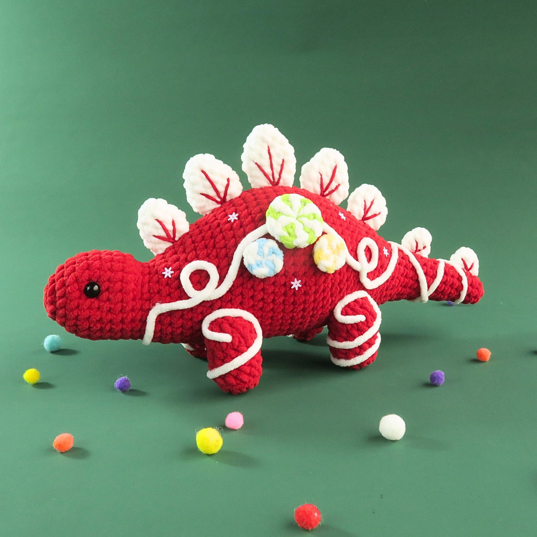 2in1 Candy Cane Christmas Dinosaur Crochet Pattern