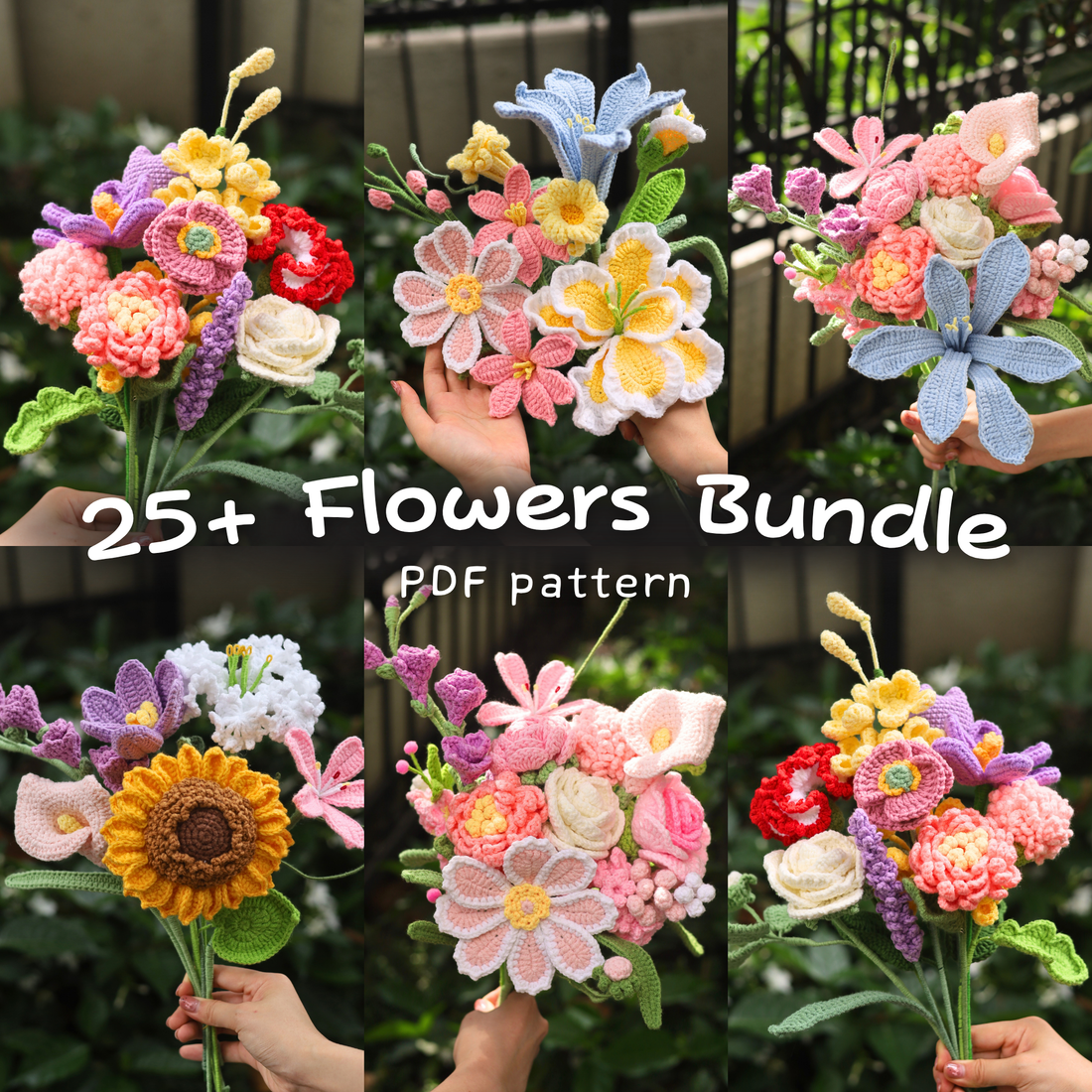25 Crochet Flower Patterns PDF Bundle