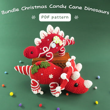 2in1 Candy Cane Christmas Dinosaur Crochet Pattern