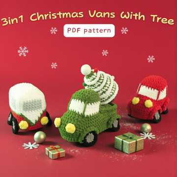 3in1 Christmas Vans with Tree Crochet Pattern