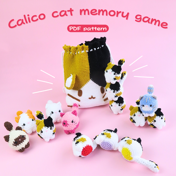 6-in-1 Cat Memory Game Crochet Pattern