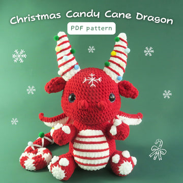 Christmas Candy Cane Dragon Crochet Pattern