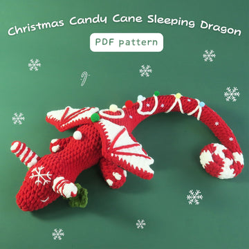 Christmas Candy Cane Sleeping Dragon Crochet Pattern