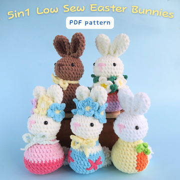 5in1 Low Sew Easter Bunnies Crochet Pattern